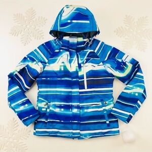 Phenix graphic blue ski snowboarding hooded womens winter sport jacket Size 8